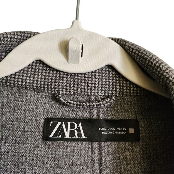 Zara Coat Womens Large Gray‎ Soft Belted Oversized Jacket Bloggers Favorite - Picture 2 of 9